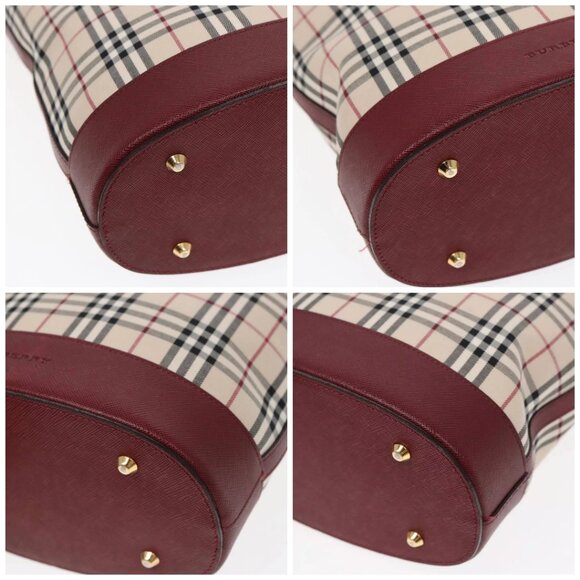 BURBERRY Nova Check Shoulder Bag Canvas Beige Red Auth 90761 - Picture 14 of 16